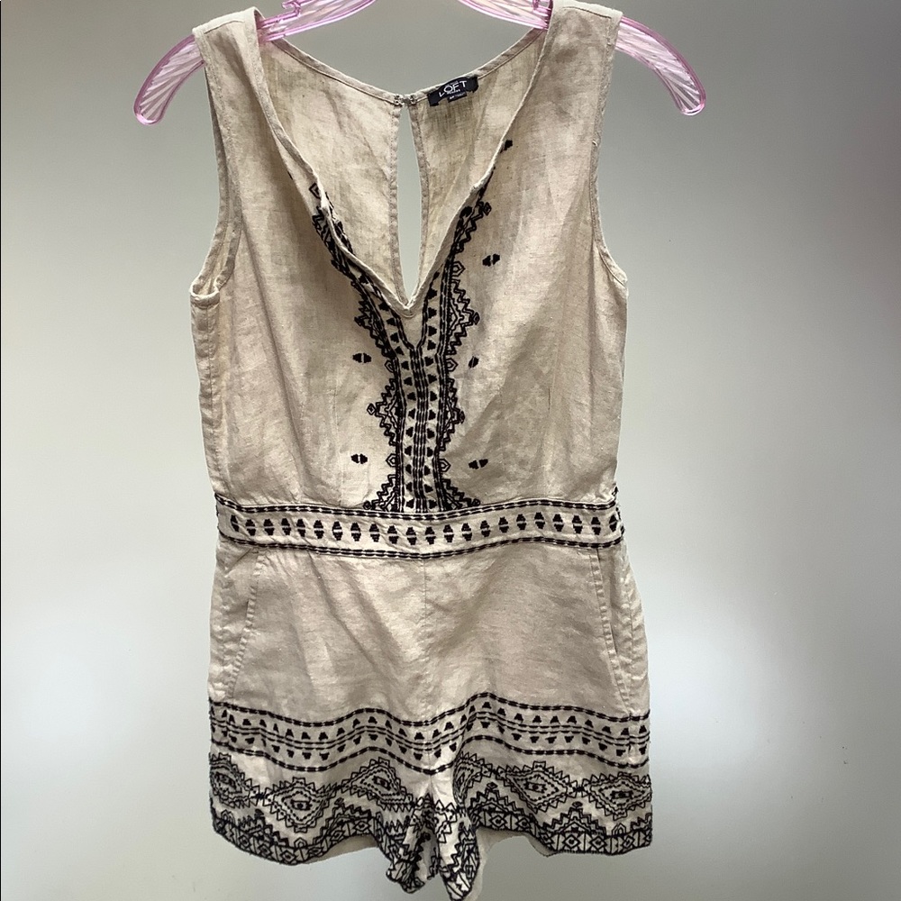 Embroidered Linen Romper